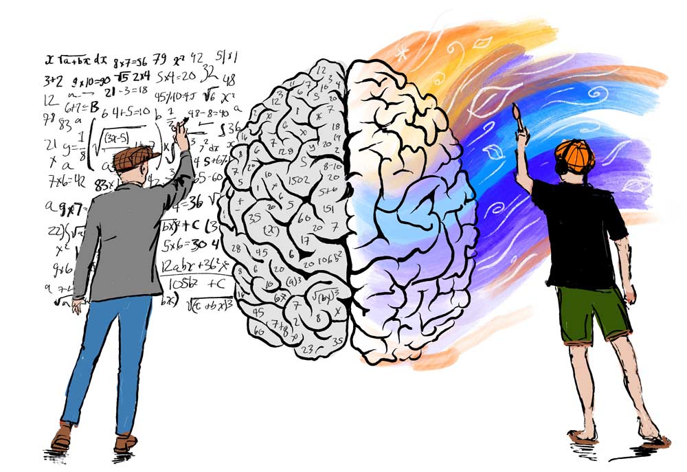 Illustration of analytical and creative thinking